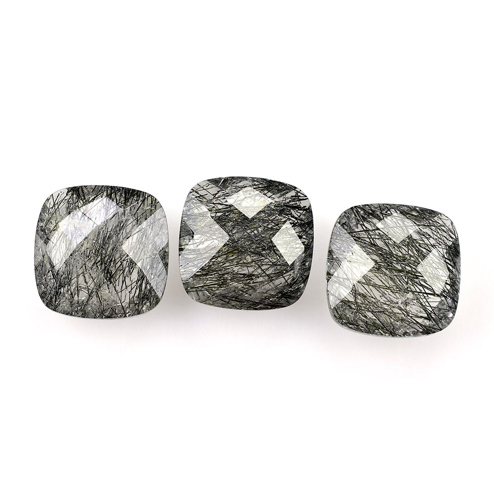 BLACK RUTILE QUARTZ BRIOLETTE CUSHION 12.00MM 6.28 Cts.