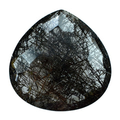 BLACK RUTILE QUARTZ IRREGULAR BRIOLETTE PEAR 20.00MM 15.12 Cts.