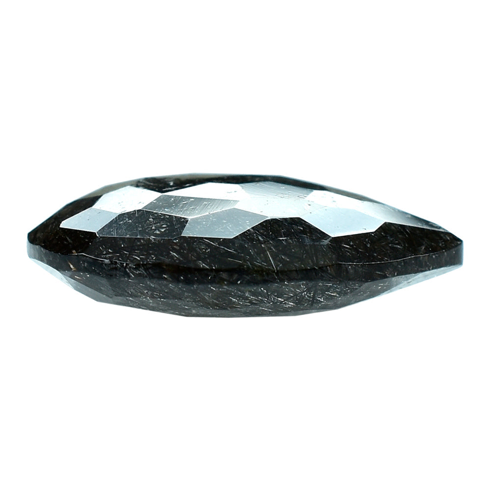 BLACK RUTILE QUARTZ IRREGULAR BRIOLETTE PEAR 20.00MM 15.12 Cts.