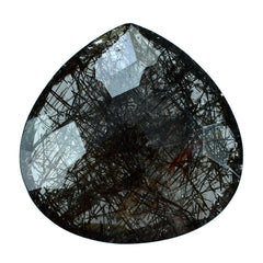 BLACK RUTILE QUARTZ IRREGULAR BRIOLETTE PEAR 20.00MM 15.12 Cts.
