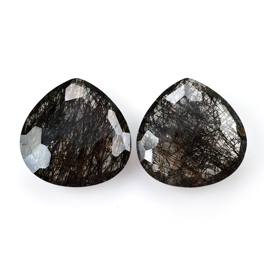 BLACK RUTILE QUARTZ IRREGULAR BRIOLETTE PEAR 20.00MM 15.12 Cts.