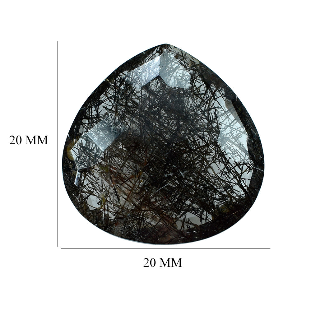 BLACK RUTILE QUARTZ IRREGULAR BRIOLETTE PEAR 20.00MM 15.12 Cts.