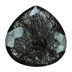 BLACK RUTILE QUARTZ IRREGULAR CUT BRIOLETTE HEART 20.00MM  14.93 Cts.