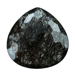 BLACK RUTILE QUARTZ IRREGULAR CUT BRIOLETTE HEART 20.00MM  14.93 Cts.