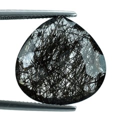BLACK RUTILE QUARTZ IRREGULAR CUT BRIOLETTE HEART 20.00MM  14.93 Cts.