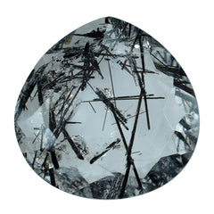 BLACK RUTILE QUARTZ BOTH SIDE TABLE CUT PEAR 22MM 22.45 Cts.
