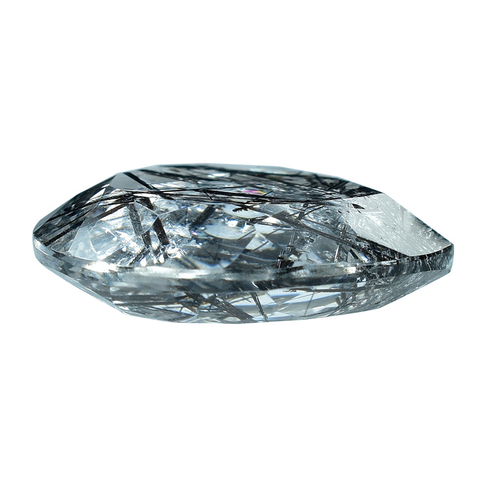 BLACK RUTILE QUARTZ BOTH SIDE TABLE CUT PEAR 22MM 22.45 Cts.