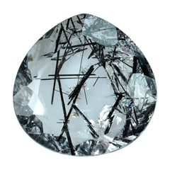 BLACK RUTILE QUARTZ BOTH SIDE TABLE CUT PEAR 22MM 22.45 Cts.