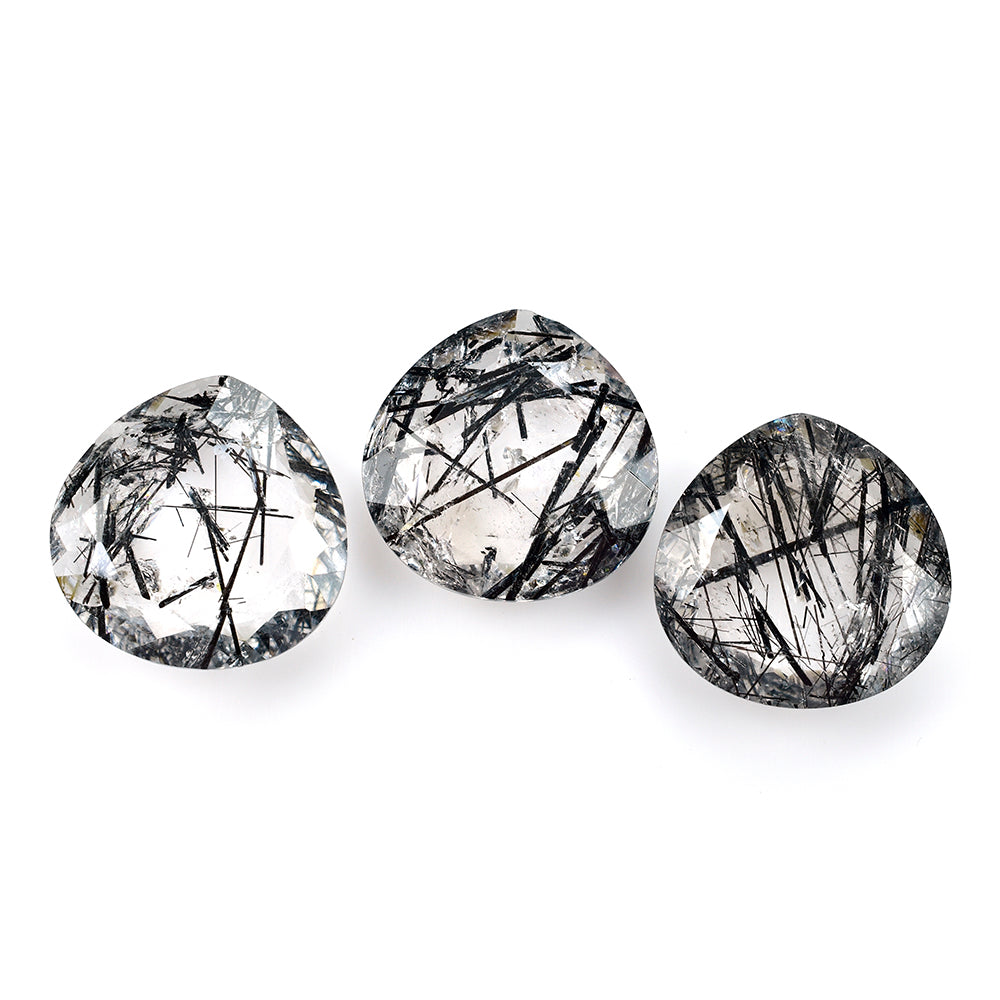 BLACK RUTILE QUARTZ BOTH SIDE TABLE CUT PEAR 22MM 22.45 Cts.