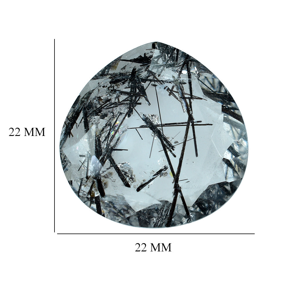 BLACK RUTILE QUARTZ BOTH SIDE TABLE CUT PEAR 22MM 22.45 Cts.