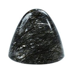 BLACK RUTILE QUARTZ BULLET CAB 11MM 7.48 Cts.