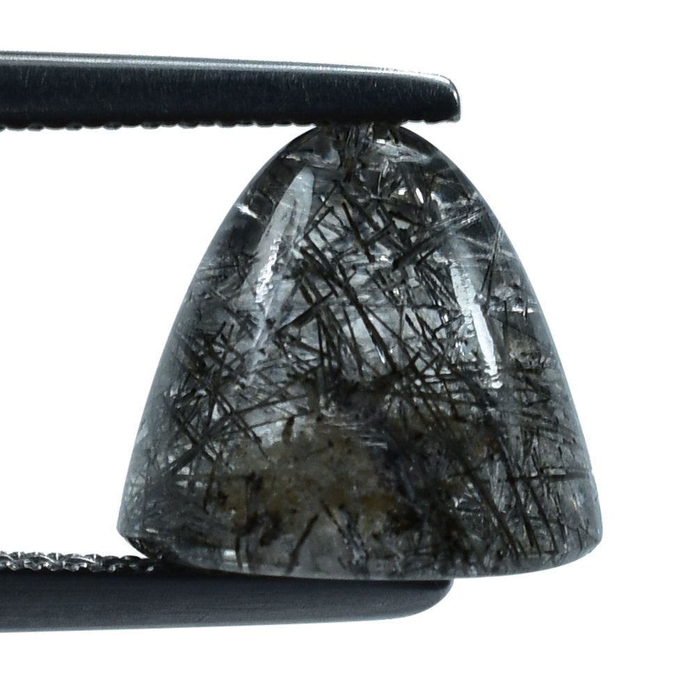 BLACK RUTILE QUARTZ BULLET CAB 11MM 7.48 Cts.