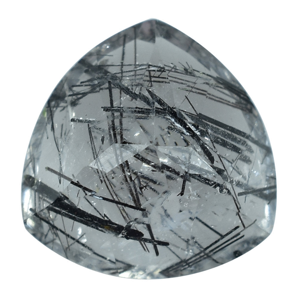 BLACK RUTILE QUARTZ CUT TRILLION 14MM 8.63 Cts.