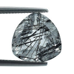 BLACK RUTILE QUARTZ CUT TRILLION 14MM 8.63 Cts.