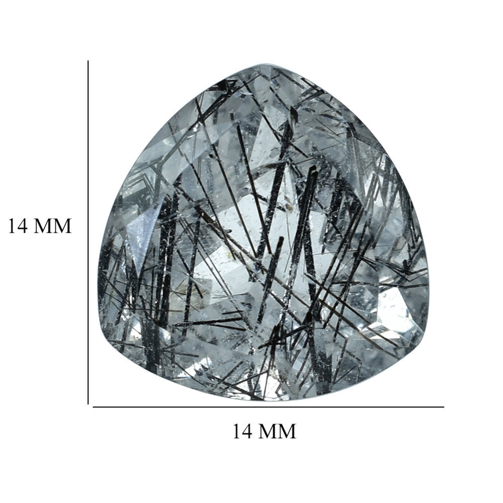 BLACK RUTILE QUARTZ CUT TRILLION 14MM 8.63 Cts.