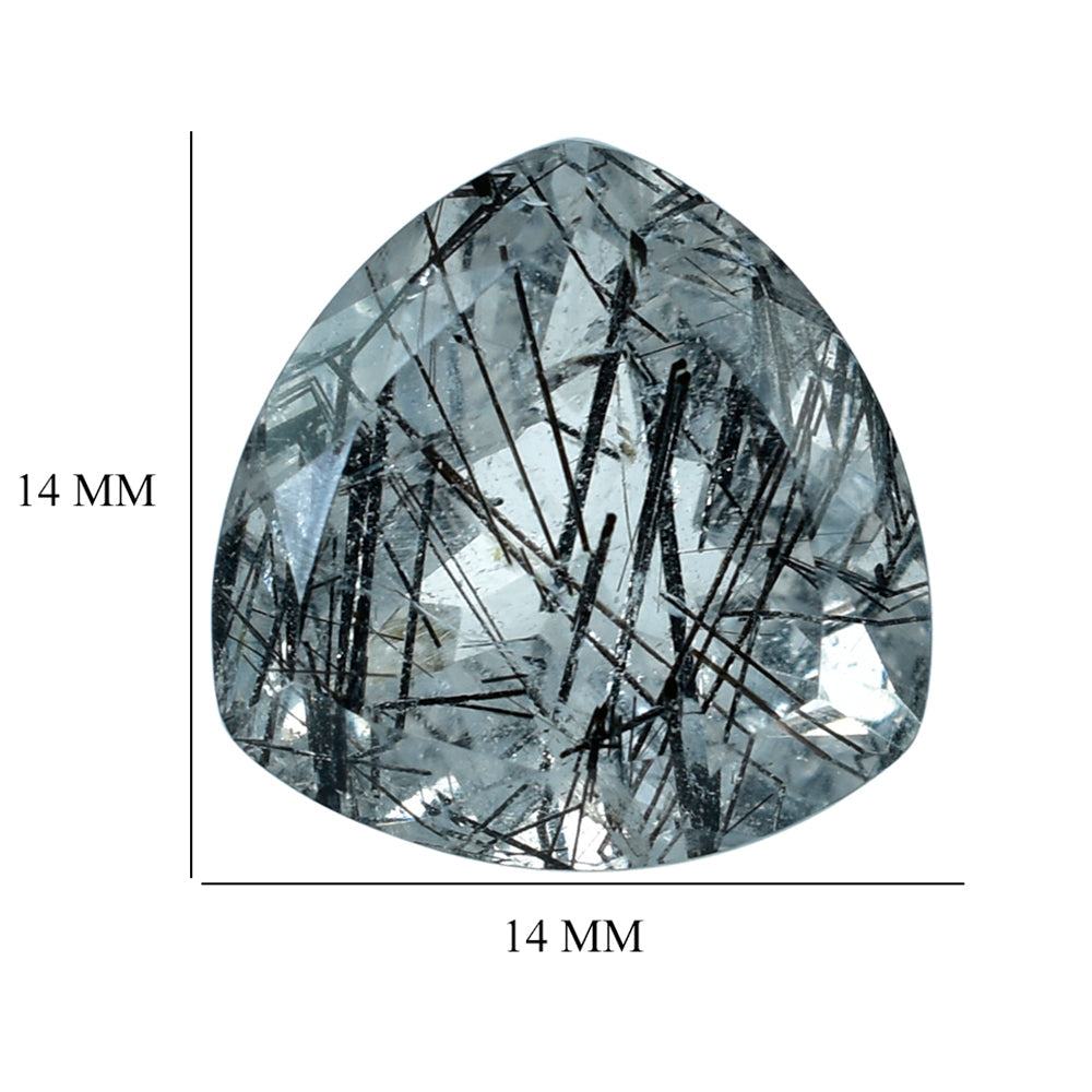 BLACK RUTILE QUARTZ CUT TRILLION 14MM 8.63 Cts.