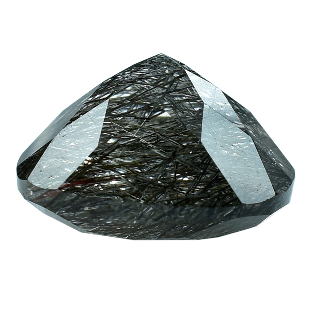 BLACK RUTILE QUARTZ CUT CUSHION 14MM 10.29 Cts.