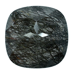 BLACK RUTILE QUARTZ CUT CUSHION 14MM 10.29 Cts.