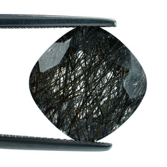 BLACK RUTILE QUARTZ CUT CUSHION 14MM 10.29 Cts.