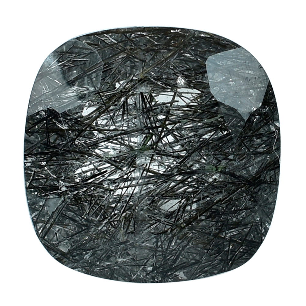 BLACK RUTILE QUARTZ CUT CUSHION 14MM 10.02 Cts.