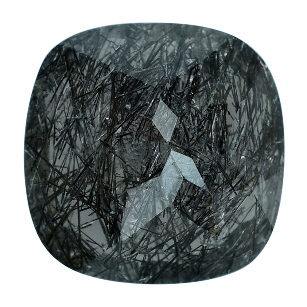 BLACK RUTILE QUARTZ CUT CUSHION 14MM 10.02 Cts.