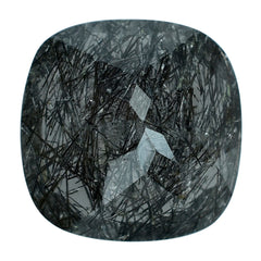 BLACK RUTILE QUARTZ CUT CUSHION 14MM 10.02 Cts.