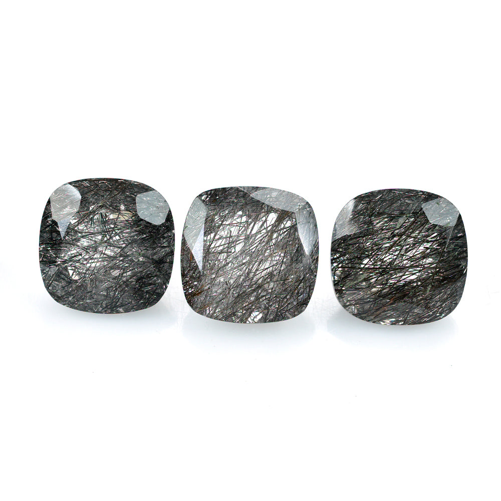 BLACK RUTILE QUARTZ CUT CUSHION 14MM 10.02 Cts.