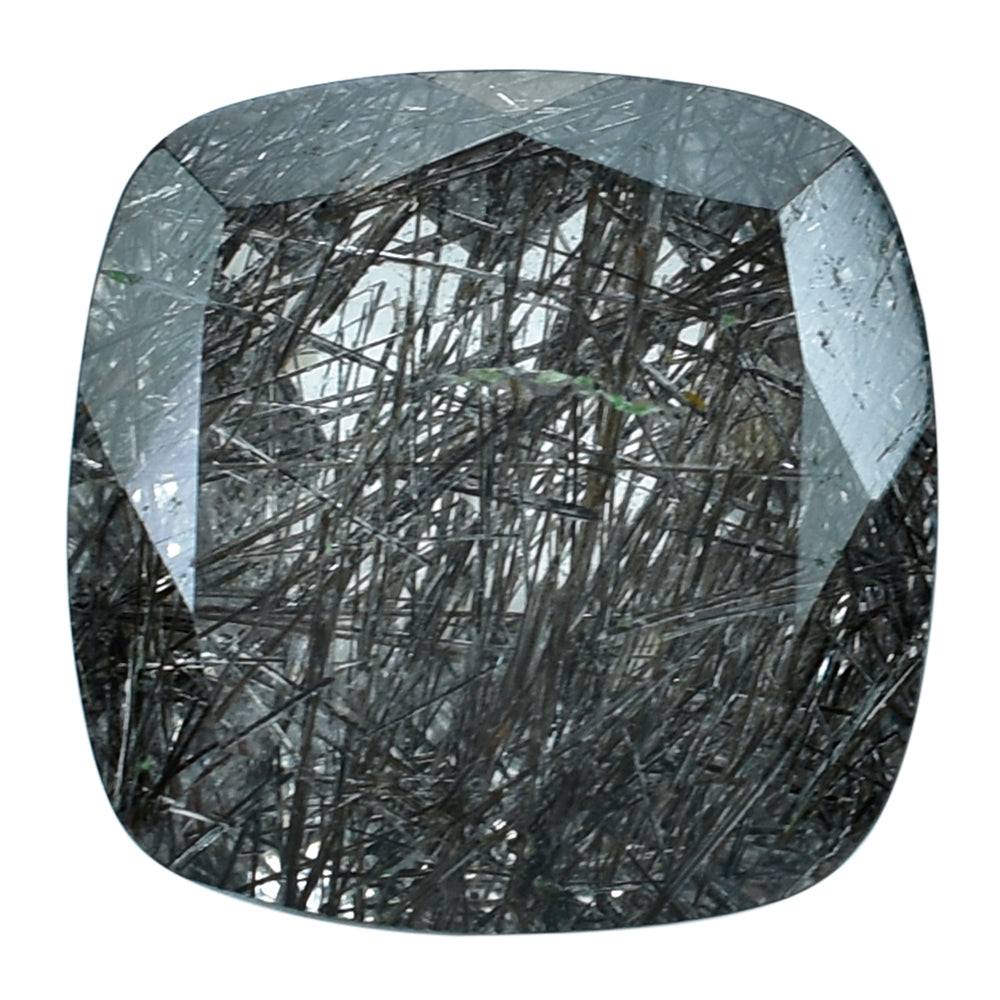 BLACK RUTILE QUARTZ CUT CUSHION 14MM 10.07 Cts.
