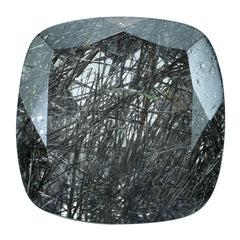 BLACK RUTILE QUARTZ CUT CUSHION 14MM 10.07 Cts.