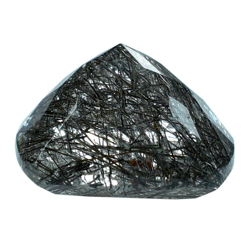 BLACK RUTILE QUARTZ CUT CUSHION 14MM 10.07 Cts.