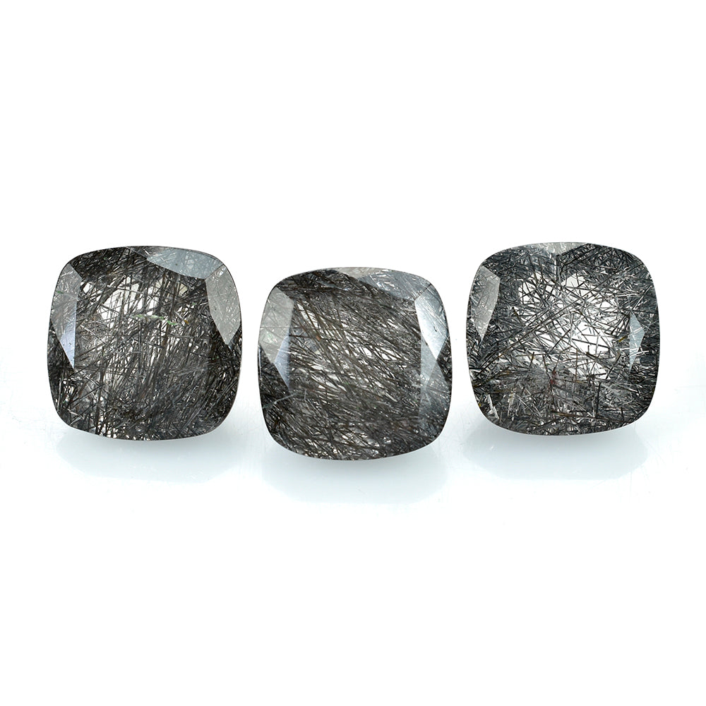 BLACK RUTILE QUARTZ CUT CUSHION 14MM 10.07 Cts.