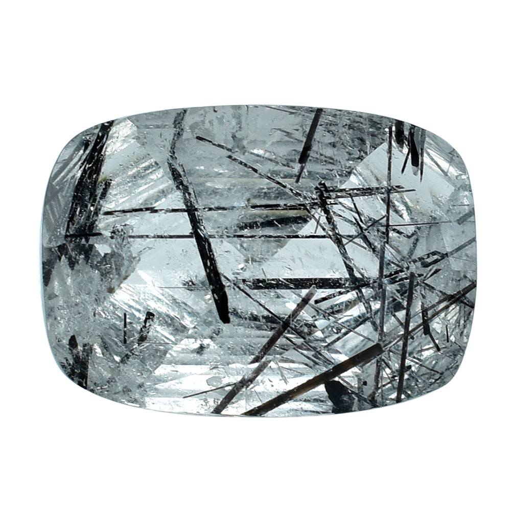 BLACK RUTILE QUARTZ CONCAVE CUSHION (D#6) 14X10MM 5.88 Cts.