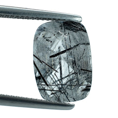 BLACK RUTILE QUARTZ CONCAVE CUSHION (D#6) 14X10MM 5.88 Cts.