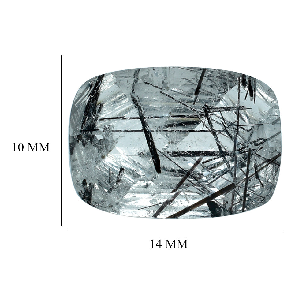 BLACK RUTILE QUARTZ CONCAVE CUSHION (D#6) 14X10MM 5.88 Cts.