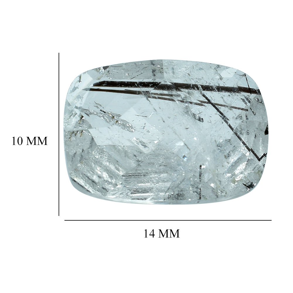 BLACK RUTILE QUARTZ CONCAVE CUSHION (D#6) 14X10MM 5.88 Cts.