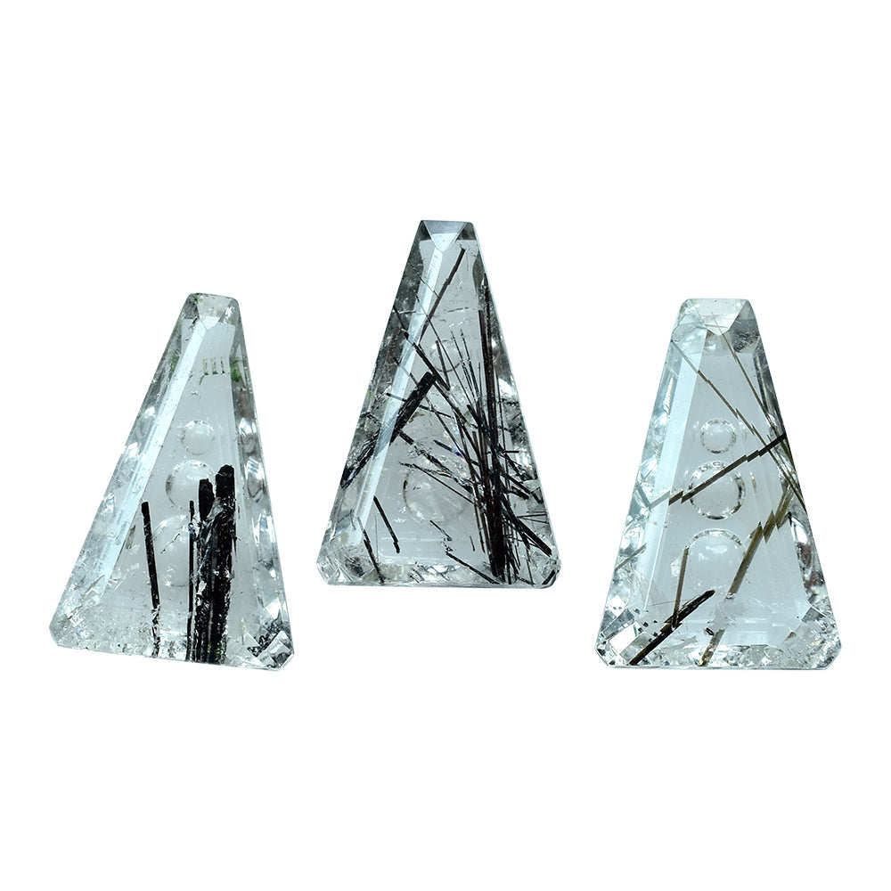 BLACK RUTILE QUARTZ SUPPER BUBBLE TRAPEZOID (#119) 18X12MM 7.51 Cts.