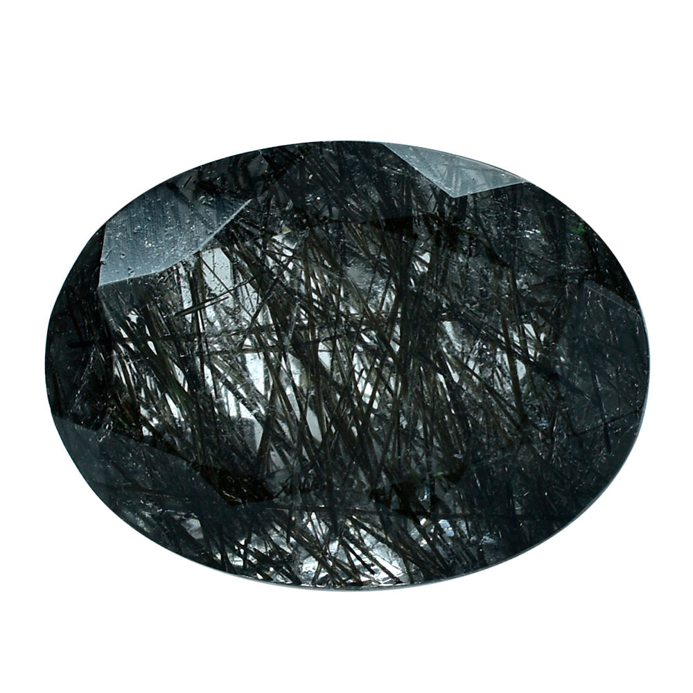 BLACK RUTILE QUARTZ CUT OVAL 15X11MM 6.50 Cts.