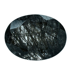 BLACK RUTILE QUARTZ CUT OVAL 15X11MM 6.50 Cts.