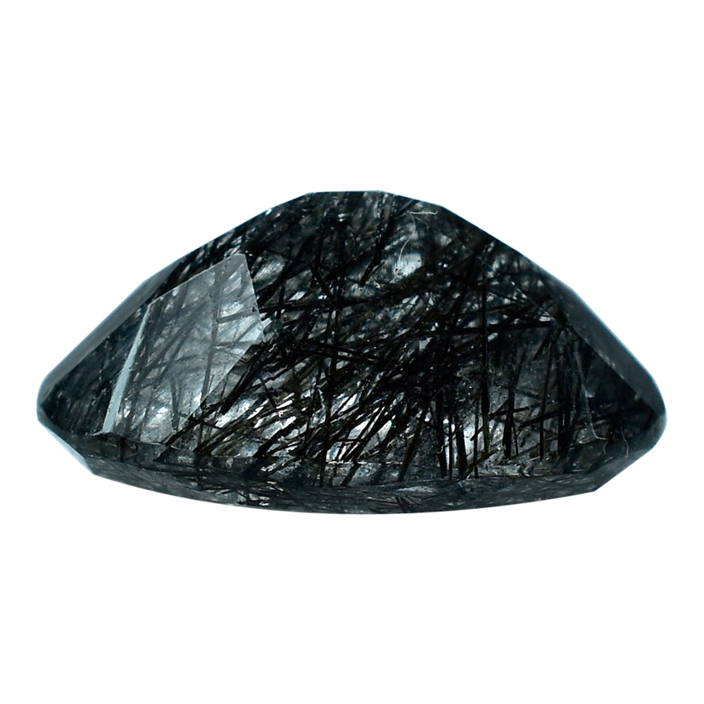 BLACK RUTILE QUARTZ CUT OVAL 15X11MM 6.50 Cts.
