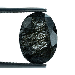 BLACK RUTILE QUARTZ CUT OVAL 15X11MM 6.50 Cts.