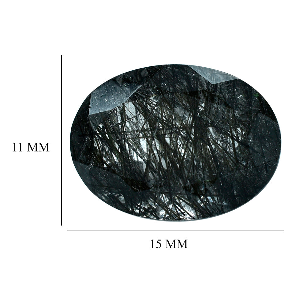 BLACK RUTILE QUARTZ CUT OVAL 15X11MM 6.50 Cts.