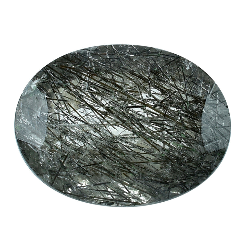 BLACK RUTILE QUARTZ CUT OVAL 16X12MM 8.40 Cts.