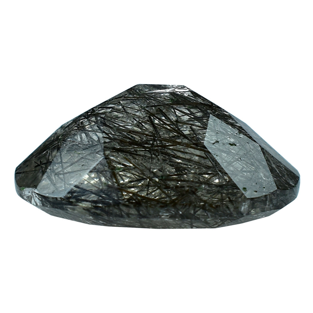 BLACK RUTILE QUARTZ CUT OVAL 16X12MM 8.40 Cts.