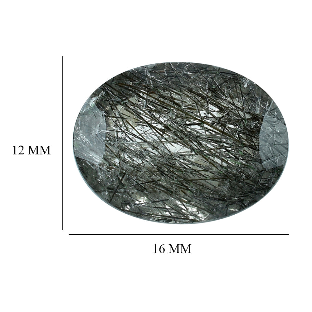 BLACK RUTILE QUARTZ CUT OVAL 16X12MM 8.40 Cts.