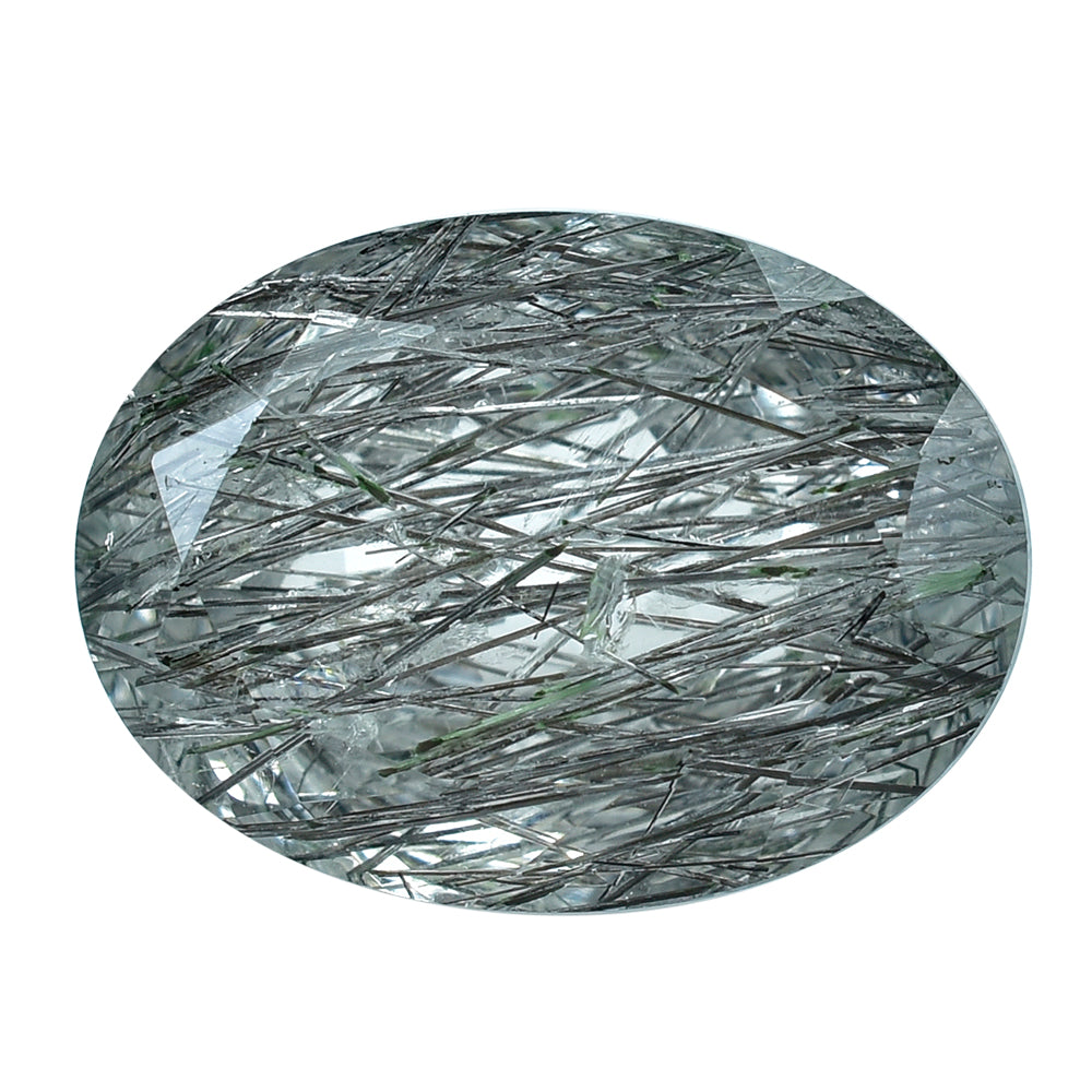 BLACK RUTILE QUARTZ CUT OVAL 15X11MM 8.73 Cts.