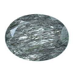 BLACK RUTILE QUARTZ CUT OVAL 15X11MM 8.73 Cts.