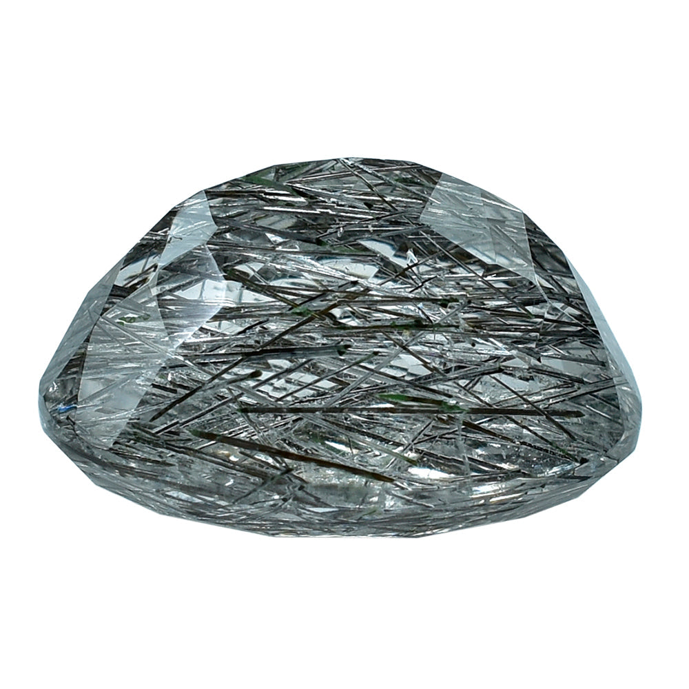BLACK RUTILE QUARTZ CUT OVAL 15X11MM 8.73 Cts.