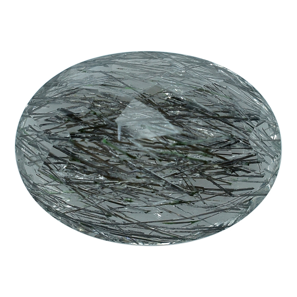 BLACK RUTILE QUARTZ CUT OVAL 15X11MM 8.73 Cts.