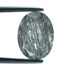 BLACK RUTILE QUARTZ CUT OVAL 15X11MM 8.73 Cts.