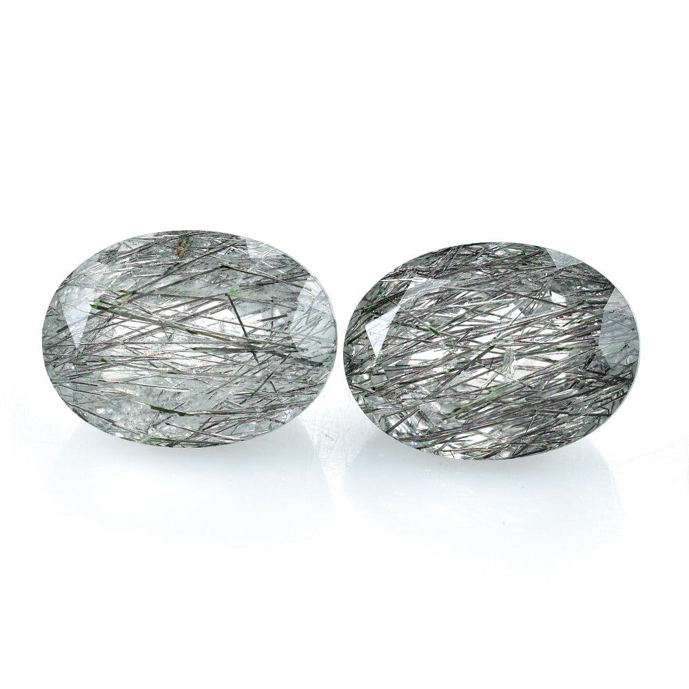 BLACK RUTILE QUARTZ CUT OVAL 15X11MM 8.73 Cts.